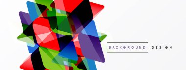 Soyut geometrik şekiller örtüşür, renkli arkaplan oluşturur. Modern tasarım elementleri yenilik ve enerji öneriyor.