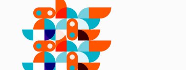 Soyut geometrik şekiller, turuncu, mavi, deniz mavisi. Minimalist tasarım, temiz çizgiler, modern estetik. Kompozisyon biçime, renk etkileşimine odaklanır.