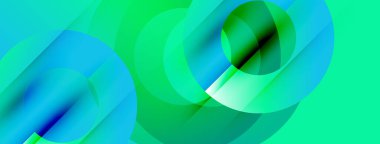 Soyut kompozisyon. Sıvı şekiller örtüşüyor, canlı yeşil, mavi gradyanlar yaratıyor. Modern tasarım, dinamik enerji, pürüzsüz geçiş.