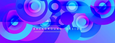 Soyut, canlı çemberler örtüşüyor ve dinamik, renkli bir arkaplan oluşturuyor. Modern tasarım eğimleri, pürüzsüz geçişleri içerir.