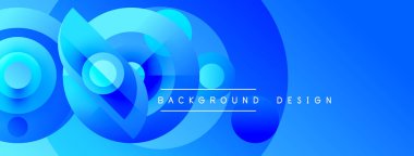 Soyut mavi tasarım, üst üste binen daireler, gradyanlar. Modern estetik, arka planlar, afişler, sunumlar için uygundur. Temiz, canlı kompozisyon.