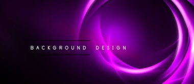 Mor soyut arka plan. Eşmerkezli parlayan çizgiler dinamik görsel efekt yaratır. Karanlık uzay parlak merkezi tasarım elementlerini kapsar.