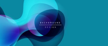 Soyut sıvı şekiller, canlı mavi renkler, modern tasarım. Arkaplan özellikleri üst üste binen katmanlar, dinamik görsel efekt yaratır.