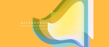 Soyut sarı arkaplan dalgalı şekiller, gradyanlar. Üst üste binen katmanlar dinamik görsel efekt yaratır. Metin arkaplan tasarımı okur.