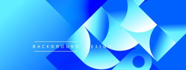 Soyut mavi gradyanlar geometrik şekiller oluşturur. Modern tasarım elementleri dinamik görsel doku oluşturur. Arkaplanda metin arkaplan, tasarım.