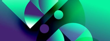 Soyut bileşim canlı gradyanlar, üst üste binen şekiller, dinamik görsel deneyim yaratan daireler içerir. Modern tasarım.