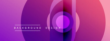 Soyut arkaplan özellikleri katmanlı daireler, canlı mor renkler, metin okuma arkaplan tasarımı. Modern, dinamik görsel kompozisyon.