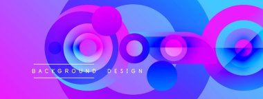 Soyut enerji çemberleri üst üste biniyor, dinamik mor, mavi gradyanlar yaratıyor. Metin, arkaplan tasarımının merkezde konumlandığını okuyor. Modern görsel kompozisyon.
