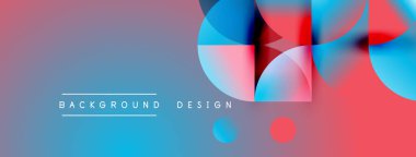 Soyut arkaplan, canlı gradyanlar, üst üste binen daireler, modern tasarım elementleri içerir. Renkler sorunsuz bir şekilde harmanlanarak dinamik görsel efekt yaratır.