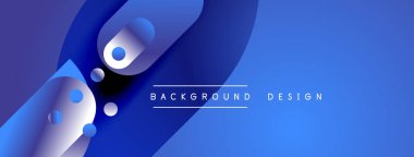 Soyut mavi tasarım akışkan şekiller, gradyanlar içerir. Sancaklar, sunumlar, dijital sanat için modern arkaplan ideali.