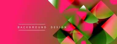Soyut geometrik şekiller örtüşüyor, canlı pembe, yeşil renkler yaratıyor. Metin, arkaplan tasarımının merkezde konumlandığını okuyor. Modern görsel kompozisyon.