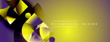 Soyut geometrik şekiller, sarı gradyanlar, mor aksanlar. Arka planlar ve sunumlar için modern tasarım öğesi. Temiz, canlı estetik..