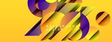 Soyut sarı arkaplan özellikleri üst üste binen daireler, dikdörtgenler. Gradyan renkler dinamik görsel efekt yaratır. Metin arkaplan tasarımı okur.