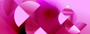 Pembe, mor şekilli soyut bir kompozisyon. Üst üste binen eğriler dinamik görsel efekt yaratır. Yumuşak eğimler derinlik ve hareket olduğunu gösteriyor..