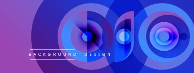 Soyut tasarım canlı mor, mavi katmanlar içerir. Eşmerkezli daireler dinamik görsel efekt yaratır. Dijital projeler için modern arkaplan.