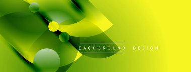 Soyut yeşil sarı tasarım. Pürüzsüz akış şekilleri dinamik görsel efektler yaratır. Çeşitli projeler için modern arkaplan.