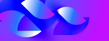 Soyut sıvı şekiller, canlı mavi renkler, mor arkaplan. Modern tasarım, dinamik kompozisyon, pürüzsüz gradyanlar.
