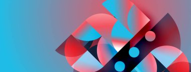 Soyut kompozisyon. Canlı renkler karışıyor, dinamik şekiller yaratıyor. Çemberler, kıvrımlar, gradyanlar dizaynın hakimi. Modern estetik.