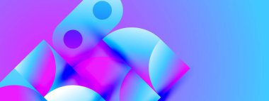 Soyut şekiller canlı mor, mavi renkleri harmanlıyor. Yumuşak eğimler dinamik bileşimler yaratır, modern estetik. Minimalist tasarım.