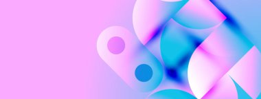 Soyut sıvı şekilleri, canlı pembeler, maviler dinamik bileşim oluşturur. Yumuşak eğimler hareketi, ışık etkileşimini önerir. Modern tasarım.