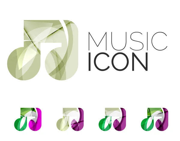 Conjunto de iconos abstractos de notas musicales, conceptos de logotipos empresariales, diseño geométrico moderno y limpio — Vector de stock