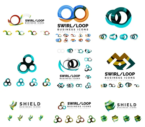 Set of company logotype branding designs, swirl infinity loop concept icons isolated on white — Stock Vector