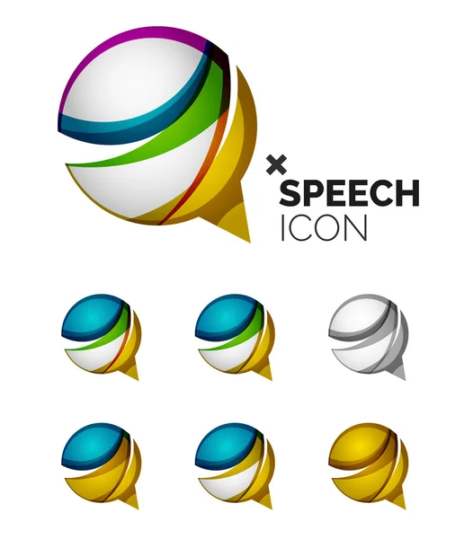 Conjunto de iconos abstractos de burbuja y nube, conceptos de logotipos de negocios, diseño geométrico moderno y limpio — Vector de stock