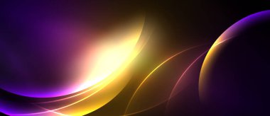 Soyut akışkan şekiller, canlı renklerin karışımı. Mor, altın, beyaz dinamik görsel efekt yaratır. Yumuşak kıvrımlar hareketi, enerjiyi gösterir.