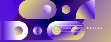 Soyut geometrik şekiller, canlı renkler, değişken arkaplan. Modern tasarım elementleri dinamik görsel bileşim oluşturur.