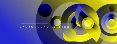 Soyut dizayn özellikleri üst üste binen daireler, mavi-sarı gradyan. Metin, kompozisyon içerisindeki arkaplan tasarımını okur. Modern, dinamik görsel.