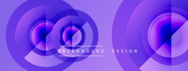 Soyut mor tasarım, üst üste binen daireler. Metin elementleriyle modern, dinamik bir kompozisyon. Dijital projeler için uygun arkaplan.