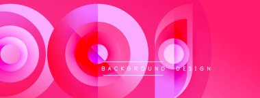 Soyut pembe tasarım, üst üste binen daireler. Renkler modern görsel efekt yaratır. Metin arkaplan tasarımı okur.