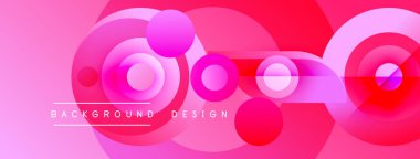 Soyut pembe tasarım, üst üste binen daireler, gradyanlar. Arkaplan ve afişler için modern, canlı kompozisyon.