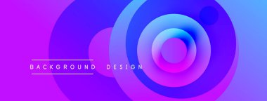 Soyut gradyan çemberler dinamik görsel efekt yaratır. Mor, mavi renkler pürüzsüz bir şekilde harmanlanarak büyüleyici bir arka plan tasarımı oluşturur. Metin arkaplan tasarımı okur.