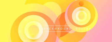 Soyut çemberler, sarıdan pembeye doğru. Modern tasarım, pürüzsüz geçişler, canlı renkler. Projeler için arkaplan ögesi.