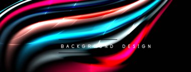 Soyut akış çizgileri, canlı renkler, koyu arkaplan. Modern tasarım ögesi, dinamik bileşim, gösterişli sunum.