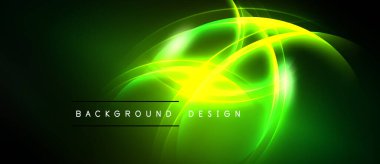 Parlak neon çizgileri koyu arkaplan üzerinde soyut şekiller oluşturur. Canlı yeşil ışıldar enerji yayar, dinamik görsel efekt yaratır..