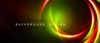 Soyut neon çizgileri dinamik eğriler yaratır. Parlak renkler koyu arkaplana karışır. Dijital projeler için modern tasarım ögesi.