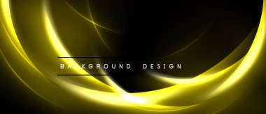 Siyah arkaplan üzerinde soyut altın çizgiler. Parlak parıltı dinamik, modern görsel efekt yaratır. Basit tasarım, zarif sunum.