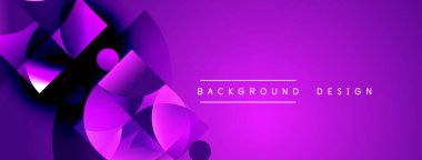 Soyut mor tasarım geometrik şekiller, gradyanlar, dinamik bileşimler içerir. Çeşitli dijital projeler için modern arkaplan.