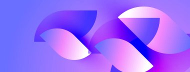 Soyut şekiller harmanlanır, canlı mor, mavi renkler yaratır. Yumuşak eğimler hareketi, ışık etkileşimini önerir. Modern tasarım, dijital sanat.