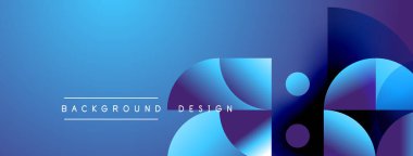 Soyut mavi tasarım, üst üste binen daireler, gradyanlar. Sancaklar, sunumlar, web siteleri için modern estetik. Minimalist stil.