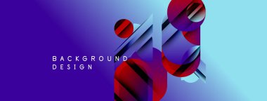 Soyut geometrik şekiller, parlak mavi mor renkle örtüşür. Modern tasarım elementleri dinamik görsel doku oluşturur. Arkaplan metni arkaplan tasarımı okur.