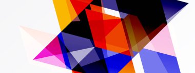 Soyut geometrik şekiller örtüşür, canlı renkli kompozisyon oluşturur. Kalın çizgiler, açılar dinamik görsel deneyimi tanımlar.