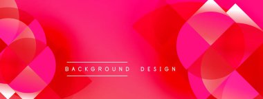 Soyut pembe tasarım, üst üste binen daireler, kareler. Gradyan etkisi dinamik görsel doku yaratır. Metin arkaplan tasarımı okur.