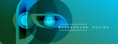 Soyut geometrik şekiller, canlı deniz mavisi eğimleri, modern tasarım. Minimalist kompozisyon dinamik görsel etki yaratır.