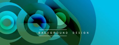 Soyut tasarım, üst üste binen daireler, canlı maviler, yeşiller. Modern estetik, arka planlar ve sunumlar için uygun. Mevcut en küçük metin.