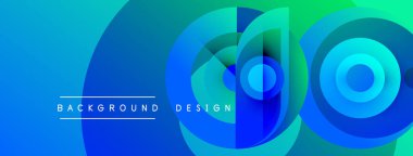 Soyut mavi tasarım, üst üste binen daireler, gradyanlar. Metin arka plan tasarımı okur. Modern, canlı görsel kompozisyon.