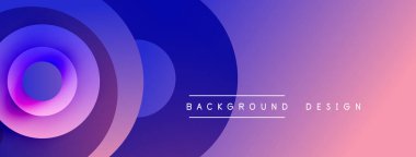 Soyut eğim arkaplanı. Çemberler, dinamik görsel efekt oluşturur. Mor, mavi renkler kompozisyona hakim. Modern tasarım ögesi.