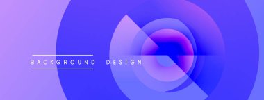 Soyut gradyan tasarımı. Eşmerkezli daireler dinamik görsel efekt yaratır. Mor, mavi renkler kompozisyona hakim. Modern, gösterişli estetik..
